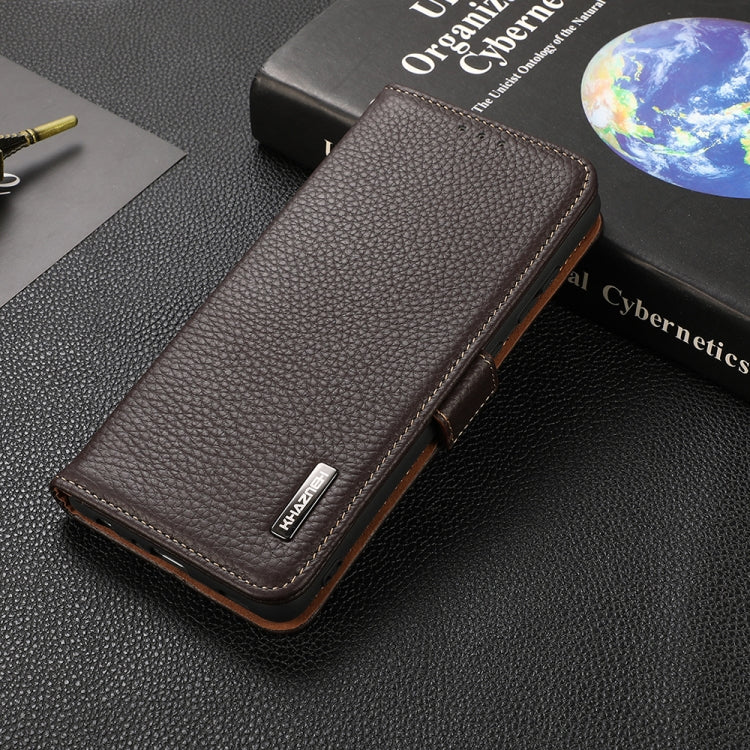 KHAZNEH Custodia per telefono RFID in vera pelle Litchi magnetica laterale, For Xiaomi Redmi Note 8 2021, For Xiaomi Redmi Note 10 4G, For Xiaomi Redmi Note 10 JP Version, For Xiaomi Redmi Note 11, For Xiaomi Redmi Note 11 Pro, For Xiaomi Civi 5G