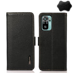 KHAZNEH Custodia per telefono RFID in vera pelle Litchi magnetica laterale, For Xiaomi Redmi Note 8 2021, For Xiaomi Redmi Note 10 4G, For Xiaomi Redmi Note 10 JP Version, For Xiaomi Redmi Note 11, For Xiaomi Redmi Note 11 Pro, For Xiaomi Civi 5G