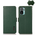 KHAZNEH Custodia per telefono RFID in vera pelle Litchi magnetica laterale, For Xiaomi Redmi Note 8 2021, For Xiaomi Redmi Note 10 4G, For Xiaomi Redmi Note 10 JP Version, For Xiaomi Redmi Note 11, For Xiaomi Redmi Note 11 Pro, For Xiaomi Civi 5G