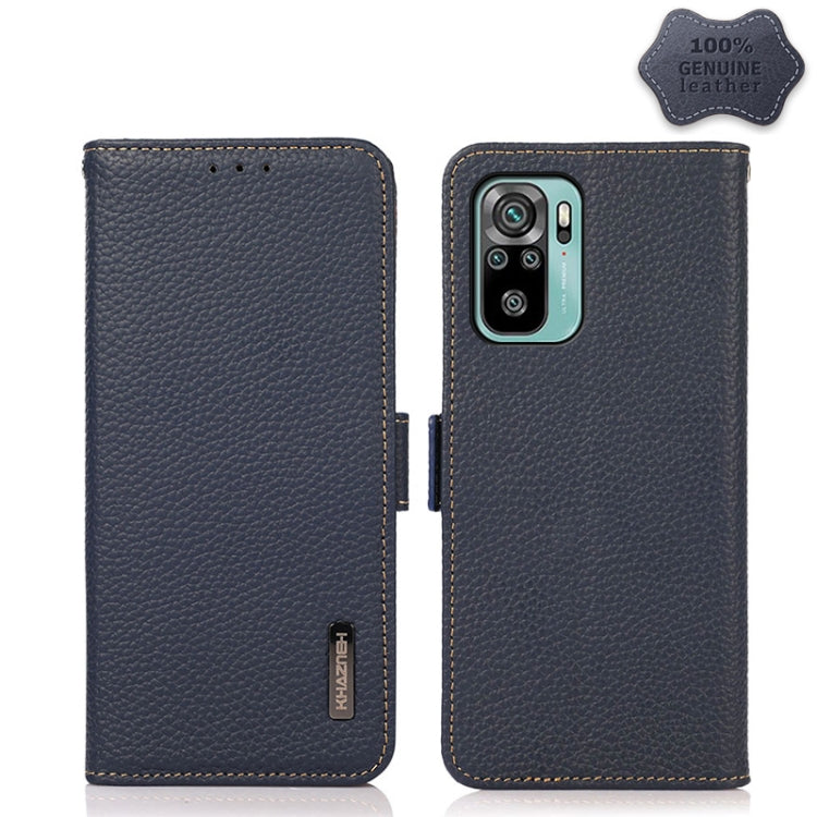 KHAZNEH Custodia per telefono RFID in vera pelle Litchi magnetica laterale, For Xiaomi Redmi Note 8 2021, For Xiaomi Redmi Note 10 4G, For Xiaomi Redmi Note 10 JP Version, For Xiaomi Redmi Note 11, For Xiaomi Redmi Note 11 Pro, For Xiaomi Civi 5G