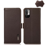 KHAZNEH Custodia per telefono RFID in vera pelle Litchi magnetica laterale, For Xiaomi Redmi Note 8 2021, For Xiaomi Redmi Note 10 4G, For Xiaomi Redmi Note 10 JP Version, For Xiaomi Redmi Note 11, For Xiaomi Redmi Note 11 Pro, For Xiaomi Civi 5G