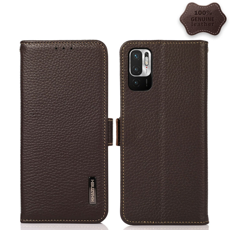 KHAZNEH Custodia per telefono RFID in vera pelle Litchi magnetica laterale, For Xiaomi Redmi Note 8 2021, For Xiaomi Redmi Note 10 4G, For Xiaomi Redmi Note 10 JP Version, For Xiaomi Redmi Note 11, For Xiaomi Redmi Note 11 Pro, For Xiaomi Civi 5G