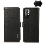 KHAZNEH Custodia per telefono RFID in vera pelle Litchi magnetica laterale, For Xiaomi Redmi Note 8 2021, For Xiaomi Redmi Note 10 4G, For Xiaomi Redmi Note 10 JP Version, For Xiaomi Redmi Note 11, For Xiaomi Redmi Note 11 Pro, For Xiaomi Civi 5G
