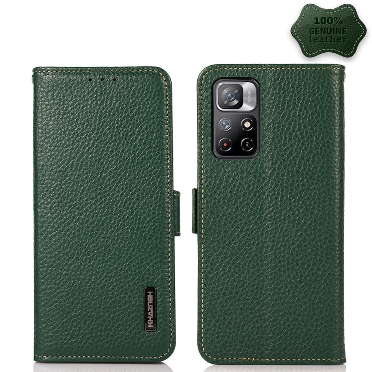 KHAZNEH Custodia per telefono RFID in vera pelle Litchi magnetica laterale, For Xiaomi Redmi Note 8 2021, For Xiaomi Redmi Note 10 4G, For Xiaomi Redmi Note 10 JP Version, For Xiaomi Redmi Note 11, For Xiaomi Redmi Note 11 Pro, For Xiaomi Civi 5G