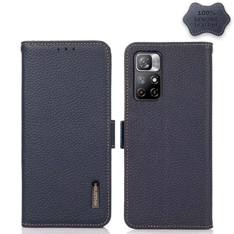 KHAZNEH Custodia per telefono RFID in vera pelle Litchi magnetica laterale, For Xiaomi Redmi Note 8 2021, For Xiaomi Redmi Note 10 4G, For Xiaomi Redmi Note 10 JP Version, For Xiaomi Redmi Note 11, For Xiaomi Redmi Note 11 Pro, For Xiaomi Civi 5G