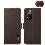 KHAZNEH Custodia per telefono RFID in vera pelle Litchi magnetica laterale, For Xiaomi Redmi Note 8 2021, For Xiaomi Redmi Note 10 4G, For Xiaomi Redmi Note 10 JP Version, For Xiaomi Redmi Note 11, For Xiaomi Redmi Note 11 Pro, For Xiaomi Civi 5G