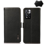 KHAZNEH Custodia per telefono RFID in vera pelle Litchi magnetica laterale, For Xiaomi Redmi Note 8 2021, For Xiaomi Redmi Note 10 4G, For Xiaomi Redmi Note 10 JP Version, For Xiaomi Redmi Note 11, For Xiaomi Redmi Note 11 Pro, For Xiaomi Civi 5G