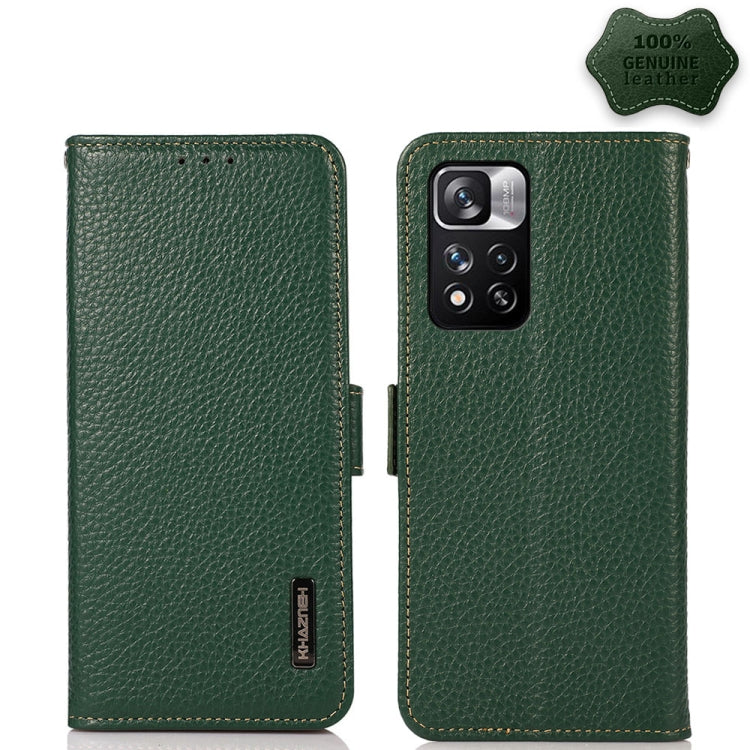 KHAZNEH Custodia per telefono RFID in vera pelle Litchi magnetica laterale, For Xiaomi Redmi Note 8 2021, For Xiaomi Redmi Note 10 4G, For Xiaomi Redmi Note 10 JP Version, For Xiaomi Redmi Note 11, For Xiaomi Redmi Note 11 Pro, For Xiaomi Civi 5G