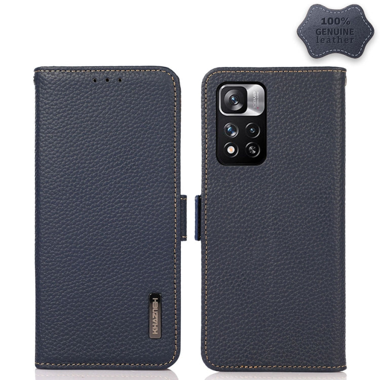 KHAZNEH Custodia per telefono RFID in vera pelle Litchi magnetica laterale, For Xiaomi Redmi Note 8 2021, For Xiaomi Redmi Note 10 4G, For Xiaomi Redmi Note 10 JP Version, For Xiaomi Redmi Note 11, For Xiaomi Redmi Note 11 Pro, For Xiaomi Civi 5G