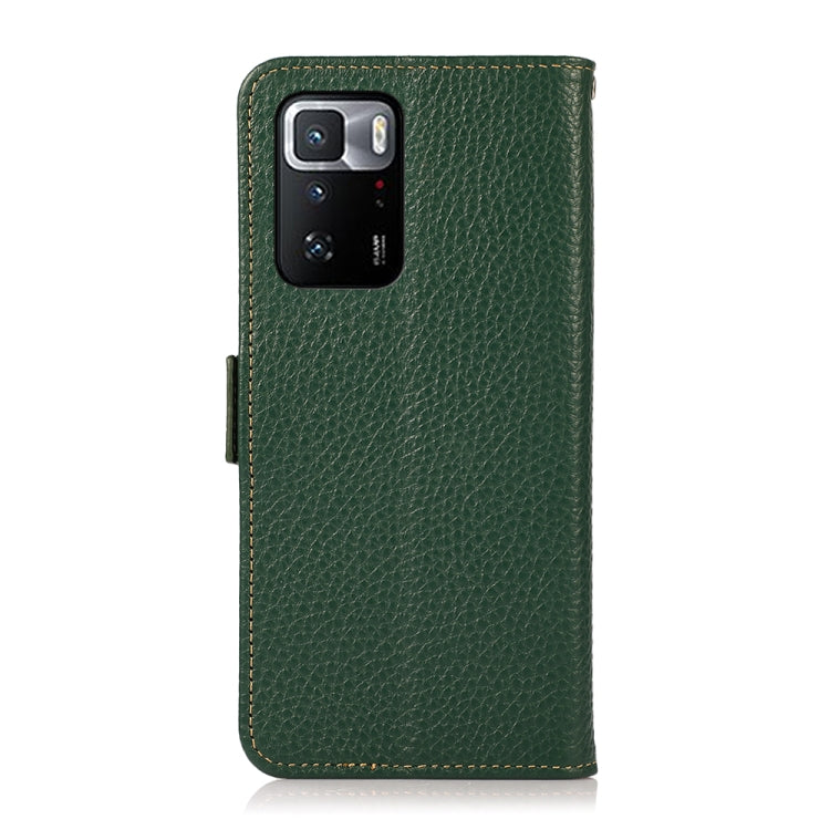 KHAZNEH Custodia per telefono RFID in vera pelle Litchi magnetica laterale, For Xiaomi Poco X3 GT