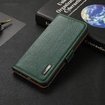 KHAZNEH Custodia per telefono RFID in vera pelle Litchi magnetica laterale, For Xiaomi Poco X3 GT