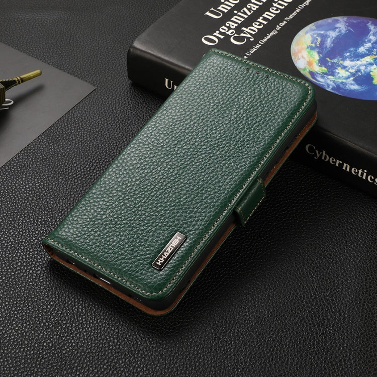 KHAZNEH Custodia per telefono RFID in vera pelle Litchi magnetica laterale, For Xiaomi Poco X3 GT