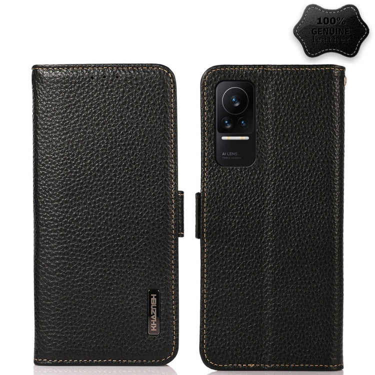KHAZNEH Custodia per telefono RFID in vera pelle Litchi magnetica laterale, For Xiaomi Redmi Note 8 2021, For Xiaomi Redmi Note 10 4G, For Xiaomi Redmi Note 10 JP Version, For Xiaomi Redmi Note 11, For Xiaomi Redmi Note 11 Pro, For Xiaomi Civi 5G