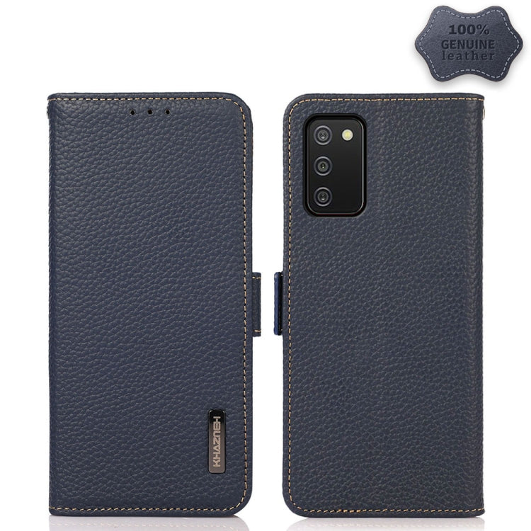 KHAZNEH Custodia per telefono RFID in vera pelle Litchi magnetica laterale, For Samsung Galaxy A02s EU Version, For Samsung Galaxy A02s Global Version, For Samsung Galaxy A03s 166mm Version, For Samsung Galaxy A12 5G, For Samsung Galaxy A22 4G         ...