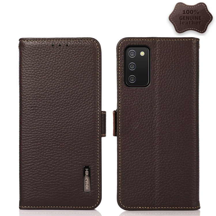 KHAZNEH Custodia per telefono RFID in vera pelle Litchi magnetica laterale, For Samsung Galaxy A02s EU Version, For Samsung Galaxy A02s Global Version, For Samsung Galaxy A03s 166mm Version, For Samsung Galaxy A12 5G, For Samsung Galaxy A22 4G         ...