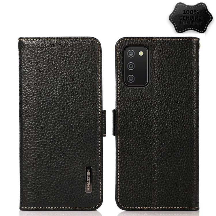 KHAZNEH Custodia per telefono RFID in vera pelle Litchi magnetica laterale, For Samsung Galaxy A02s EU Version, For Samsung Galaxy A02s Global Version, For Samsung Galaxy A03s 166mm Version, For Samsung Galaxy A12 5G, For Samsung Galaxy A22 4G         ...