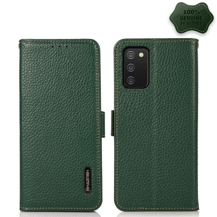 KHAZNEH Custodia per telefono RFID in vera pelle Litchi magnetica laterale, For Samsung Galaxy A02s EU Version, For Samsung Galaxy A02s Global Version, For Samsung Galaxy A03s 166mm Version, For Samsung Galaxy A12 5G, For Samsung Galaxy A22 4G         ...