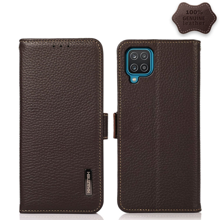 KHAZNEH Custodia per telefono RFID in vera pelle Litchi magnetica laterale, For Samsung Galaxy A02s EU Version, For Samsung Galaxy A02s Global Version, For Samsung Galaxy A03s 166mm Version, For Samsung Galaxy A12 5G, For Samsung Galaxy A22 4G         ...