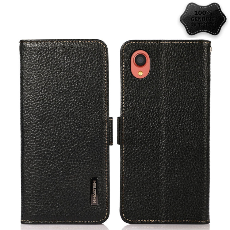 KHAZNEH Custodia per telefono RFID in vera pelle Litchi magnetica laterale, For Samsung Galaxy A02s EU Version, For Samsung Galaxy A02s Global Version, For Samsung Galaxy A03s 166mm Version, For Samsung Galaxy A12 5G, For Samsung Galaxy A22 4G         ...