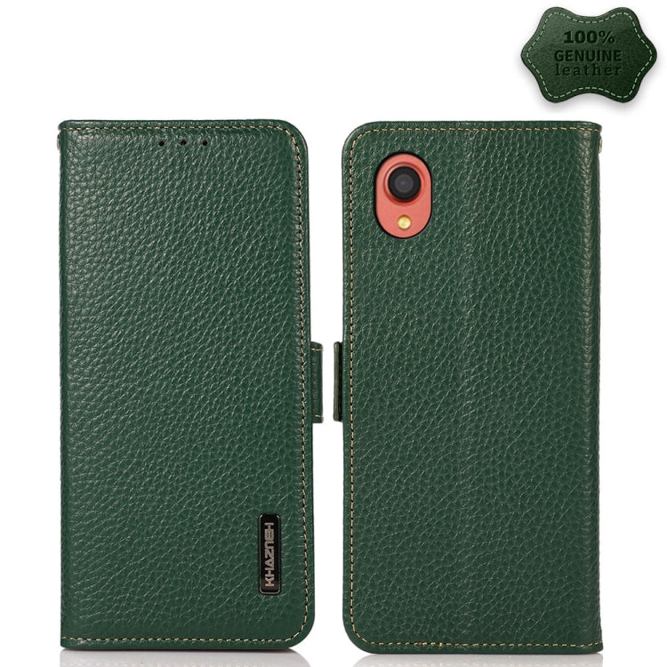 KHAZNEH Custodia per telefono RFID in vera pelle Litchi magnetica laterale, For Samsung Galaxy A02s EU Version, For Samsung Galaxy A02s Global Version, For Samsung Galaxy A03s 166mm Version, For Samsung Galaxy A12 5G, For Samsung Galaxy A22 4G         ...
