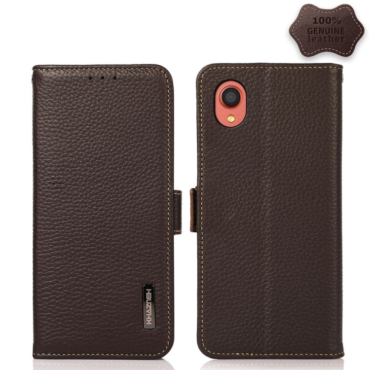 KHAZNEH Custodia per telefono RFID in vera pelle Litchi magnetica laterale, For Samsung Galaxy A02s EU Version, For Samsung Galaxy A02s Global Version, For Samsung Galaxy A03s 166mm Version, For Samsung Galaxy A12 5G, For Samsung Galaxy A22 4G         ...
