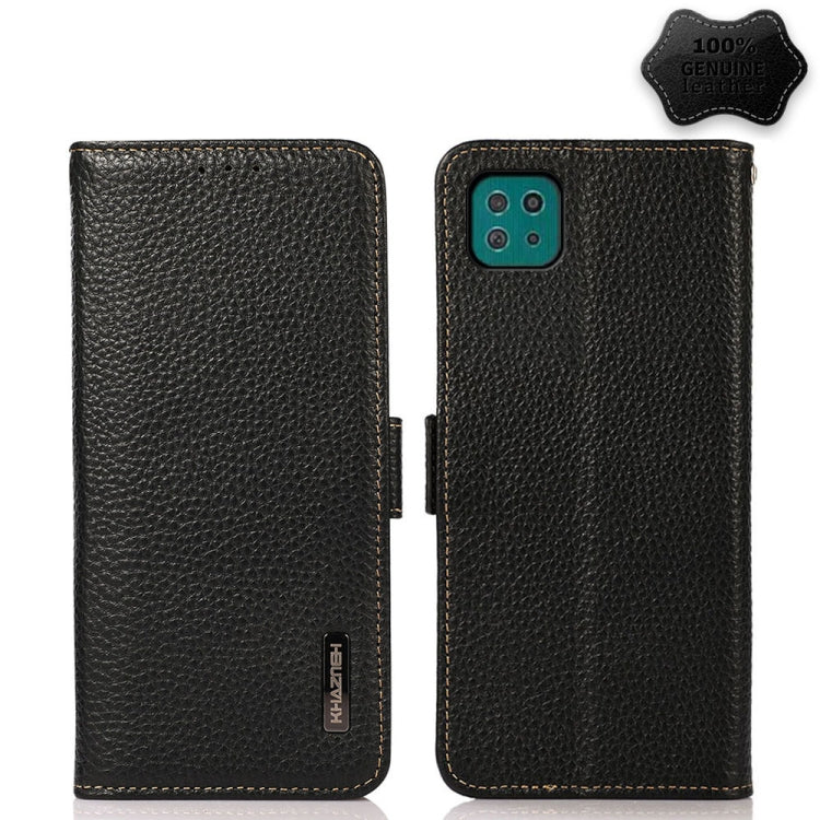 KHAZNEH Custodia per telefono RFID in vera pelle Litchi magnetica laterale, For Samsung Galaxy A22 5G, For Samsung Galaxy A32 4G, For Samsung Galaxy A32 5G, For Samsung Galaxy A42 5G, For Samsung Galaxy A51 5G, For Samsung Galaxy A52 5G