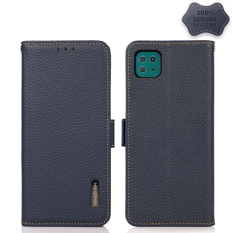 KHAZNEH Custodia per telefono RFID in vera pelle Litchi magnetica laterale, For Samsung Galaxy A22 5G, For Samsung Galaxy A32 4G, For Samsung Galaxy A32 5G, For Samsung Galaxy A42 5G, For Samsung Galaxy A51 5G, For Samsung Galaxy A52 5G