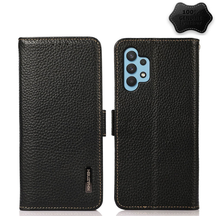KHAZNEH Custodia per telefono RFID in vera pelle Litchi magnetica laterale, For Samsung Galaxy A22 5G, For Samsung Galaxy A32 4G, For Samsung Galaxy A32 5G, For Samsung Galaxy A42 5G, For Samsung Galaxy A51 5G, For Samsung Galaxy A52 5G
