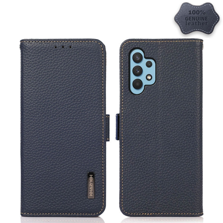KHAZNEH Custodia per telefono RFID in vera pelle Litchi magnetica laterale, For Samsung Galaxy A22 5G, For Samsung Galaxy A32 4G, For Samsung Galaxy A32 5G, For Samsung Galaxy A42 5G, For Samsung Galaxy A51 5G, For Samsung Galaxy A52 5G