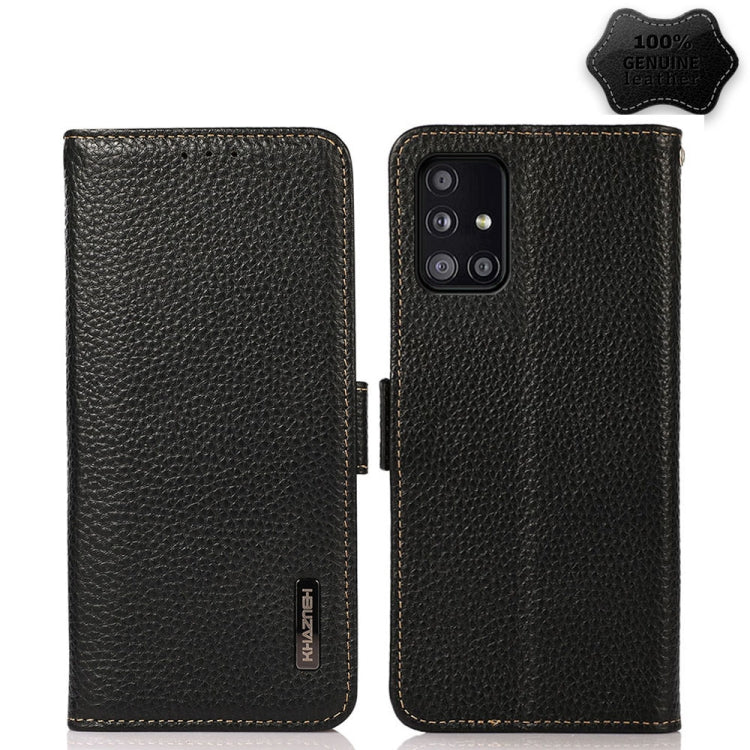 KHAZNEH Custodia per telefono RFID in vera pelle Litchi magnetica laterale, For Samsung Galaxy A22 5G, For Samsung Galaxy A32 4G, For Samsung Galaxy A32 5G, For Samsung Galaxy A42 5G, For Samsung Galaxy A51 5G, For Samsung Galaxy A52 5G