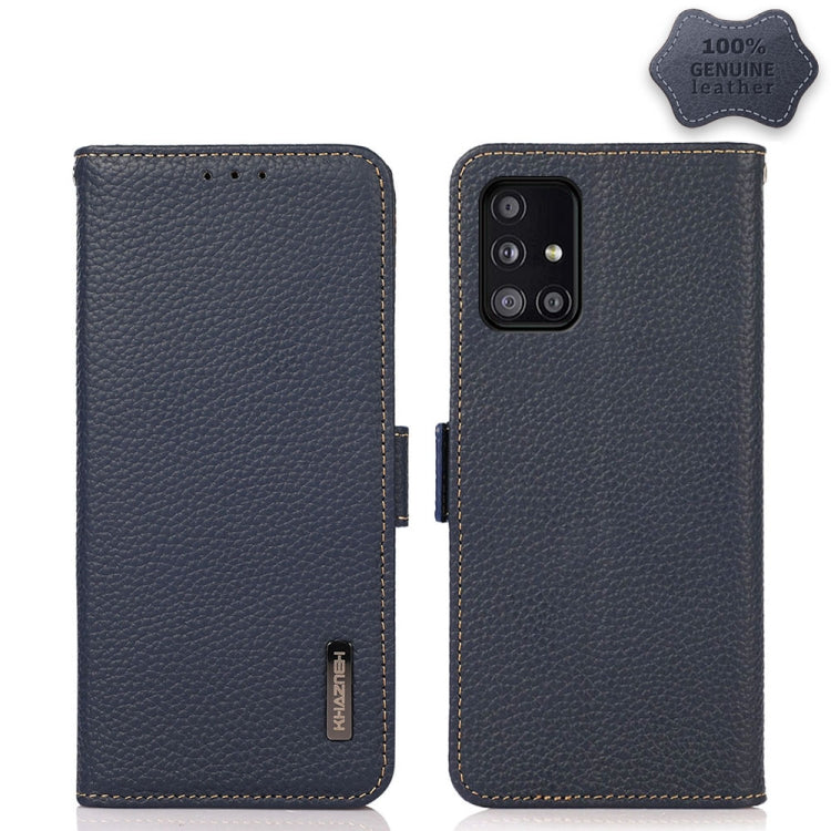KHAZNEH Custodia per telefono RFID in vera pelle Litchi magnetica laterale, For Samsung Galaxy A22 5G, For Samsung Galaxy A32 4G, For Samsung Galaxy A32 5G, For Samsung Galaxy A42 5G, For Samsung Galaxy A51 5G, For Samsung Galaxy A52 5G