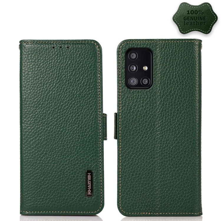 KHAZNEH Custodia per telefono RFID in vera pelle Litchi magnetica laterale, For Samsung Galaxy A22 5G, For Samsung Galaxy A32 4G, For Samsung Galaxy A32 5G, For Samsung Galaxy A42 5G, For Samsung Galaxy A51 5G, For Samsung Galaxy A52 5G