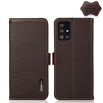 KHAZNEH Custodia per telefono RFID in vera pelle Litchi magnetica laterale, For Samsung Galaxy A22 5G, For Samsung Galaxy A32 4G, For Samsung Galaxy A32 5G, For Samsung Galaxy A42 5G, For Samsung Galaxy A51 5G, For Samsung Galaxy A52 5G