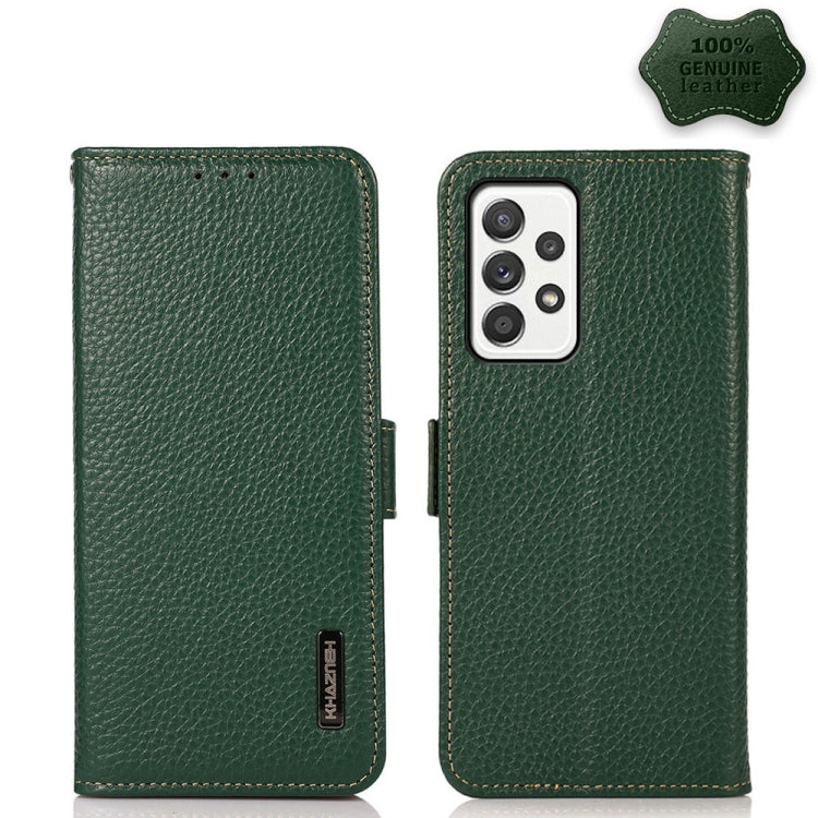 KHAZNEH Custodia per telefono RFID in vera pelle Litchi magnetica laterale, For Samsung Galaxy A22 5G, For Samsung Galaxy A32 4G, For Samsung Galaxy A32 5G, For Samsung Galaxy A42 5G, For Samsung Galaxy A51 5G, For Samsung Galaxy A52 5G