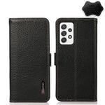 KHAZNEH Custodia per telefono RFID in vera pelle Litchi magnetica laterale, For Samsung Galaxy A72 5G, For Samsung Galaxy A82 5G, For Samsung Galaxy F62 / M62, For Samsung Galaxy M32, For Samsung Galaxy M52 5G, For Samsung Galaxy S20 FE