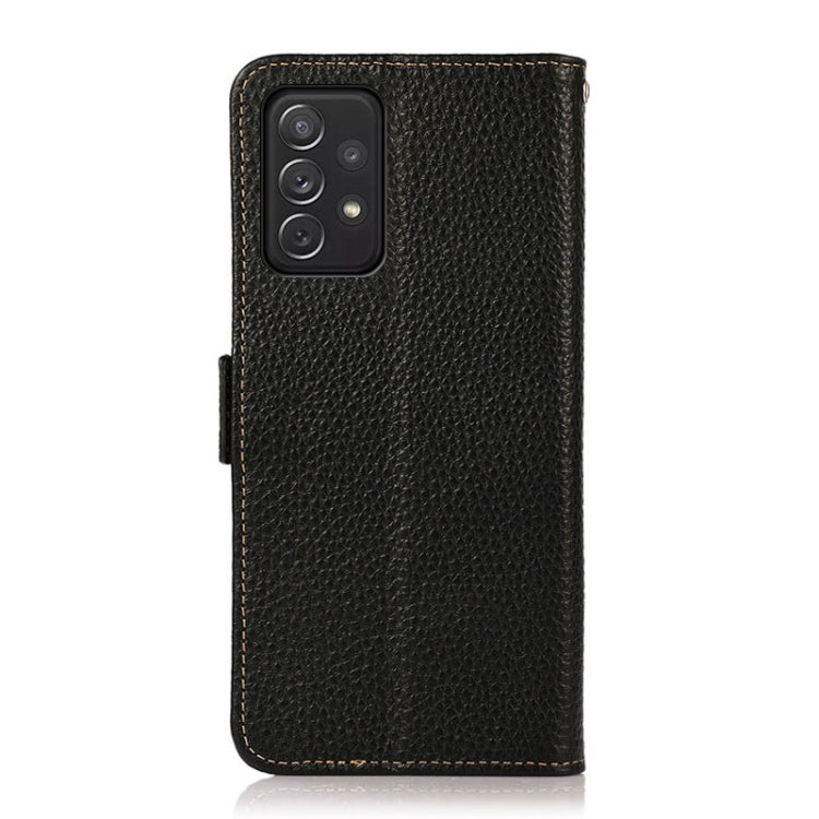 KHAZNEH Custodia per telefono RFID in vera pelle Litchi magnetica laterale, For Samsung Galaxy A72 5G, For Samsung Galaxy A82 5G, For Samsung Galaxy F62 / M62, For Samsung Galaxy M32, For Samsung Galaxy M52 5G, For Samsung Galaxy S20 FE