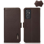 KHAZNEH Custodia per telefono RFID in vera pelle Litchi magnetica laterale, For Samsung Galaxy A72 5G, For Samsung Galaxy A82 5G, For Samsung Galaxy F62 / M62, For Samsung Galaxy M32, For Samsung Galaxy M52 5G, For Samsung Galaxy S20 FE