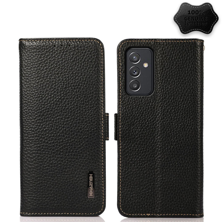 KHAZNEH Custodia per telefono RFID in vera pelle Litchi magnetica laterale, For Samsung Galaxy A72 5G, For Samsung Galaxy A82 5G, For Samsung Galaxy F62 / M62, For Samsung Galaxy M32, For Samsung Galaxy M52 5G, For Samsung Galaxy S20 FE