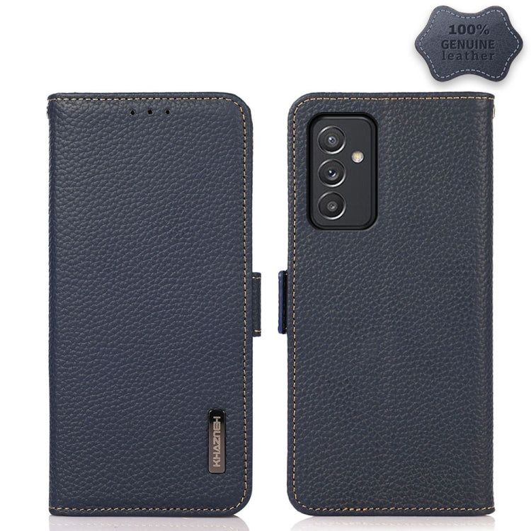 KHAZNEH Custodia per telefono RFID in vera pelle Litchi magnetica laterale, For Samsung Galaxy A72 5G, For Samsung Galaxy A82 5G, For Samsung Galaxy F62 / M62, For Samsung Galaxy M32, For Samsung Galaxy M52 5G, For Samsung Galaxy S20 FE