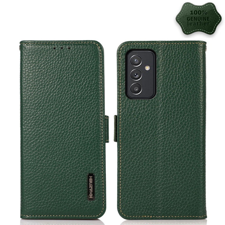 KHAZNEH Custodia per telefono RFID in vera pelle Litchi magnetica laterale, For Samsung Galaxy A72 5G, For Samsung Galaxy A82 5G, For Samsung Galaxy F62 / M62, For Samsung Galaxy M32, For Samsung Galaxy M52 5G, For Samsung Galaxy S20 FE