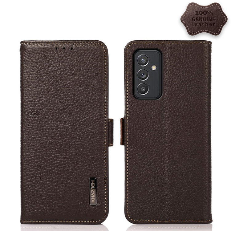 KHAZNEH Custodia per telefono RFID in vera pelle Litchi magnetica laterale, For Samsung Galaxy A72 5G, For Samsung Galaxy A82 5G, For Samsung Galaxy F62 / M62, For Samsung Galaxy M32, For Samsung Galaxy M52 5G, For Samsung Galaxy S20 FE