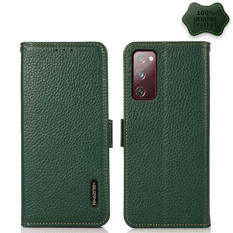 KHAZNEH Custodia per telefono RFID in vera pelle Litchi magnetica laterale, For Samsung Galaxy A72 5G, For Samsung Galaxy A82 5G, For Samsung Galaxy F62 / M62, For Samsung Galaxy M32, For Samsung Galaxy M52 5G, For Samsung Galaxy S20 FE