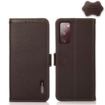 KHAZNEH Custodia per telefono RFID in vera pelle Litchi magnetica laterale, For Samsung Galaxy A72 5G, For Samsung Galaxy A82 5G, For Samsung Galaxy F62 / M62, For Samsung Galaxy M32, For Samsung Galaxy M52 5G, For Samsung Galaxy S20 FE