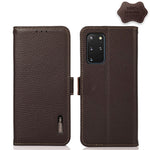 KHAZNEH Custodia per telefono RFID in vera pelle Litchi magnetica laterale, For Samsung Galaxy S20+, For Samsung Galaxy S20, For Samsung Galaxy S20 Ultra, For Samsung Galaxy S21 FE 5G, For Samsung Galaxy S21+ 5G, For Samsung Galaxy S21 5G