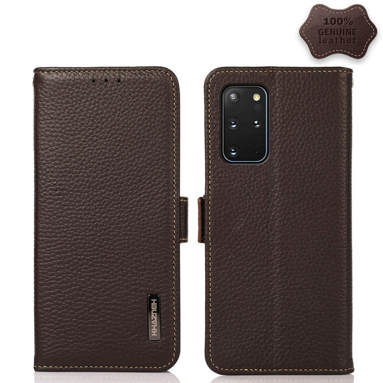 KHAZNEH Custodia per telefono RFID in vera pelle Litchi magnetica laterale, For Samsung Galaxy S20+, For Samsung Galaxy S20, For Samsung Galaxy S20 Ultra, For Samsung Galaxy S21 FE 5G, For Samsung Galaxy S21+ 5G, For Samsung Galaxy S21 5G