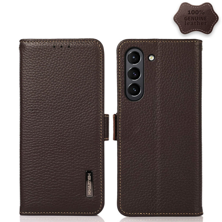 KHAZNEH Custodia per telefono RFID in vera pelle Litchi magnetica laterale, For Samsung Galaxy S20+, For Samsung Galaxy S20, For Samsung Galaxy S20 Ultra, For Samsung Galaxy S21 FE 5G, For Samsung Galaxy S21+ 5G, For Samsung Galaxy S21 5G