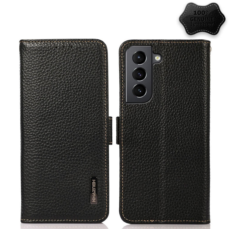 KHAZNEH Custodia per telefono RFID in vera pelle Litchi magnetica laterale, For Samsung Galaxy S20+, For Samsung Galaxy S20, For Samsung Galaxy S20 Ultra, For Samsung Galaxy S21 FE 5G, For Samsung Galaxy S21+ 5G, For Samsung Galaxy S21 5G