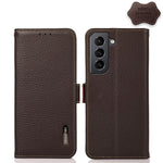 KHAZNEH Custodia per telefono RFID in vera pelle Litchi magnetica laterale, For Samsung Galaxy S20+, For Samsung Galaxy S20, For Samsung Galaxy S20 Ultra, For Samsung Galaxy S21 FE 5G, For Samsung Galaxy S21+ 5G, For Samsung Galaxy S21 5G