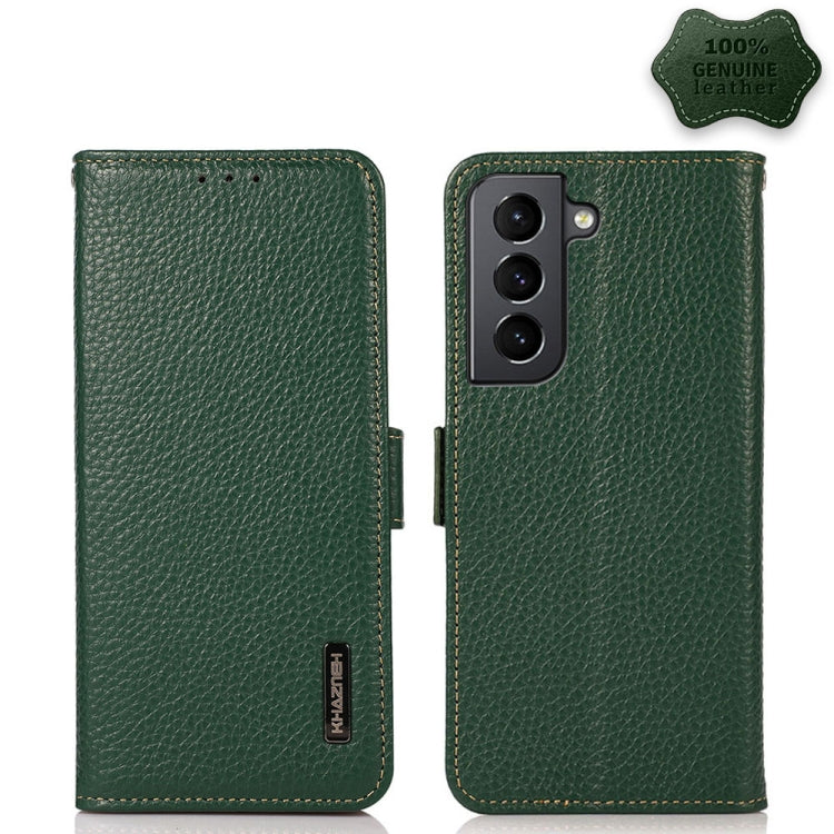 KHAZNEH Custodia per telefono RFID in vera pelle Litchi magnetica laterale, For Samsung Galaxy S20+, For Samsung Galaxy S20, For Samsung Galaxy S20 Ultra, For Samsung Galaxy S21 FE 5G, For Samsung Galaxy S21+ 5G, For Samsung Galaxy S21 5G
