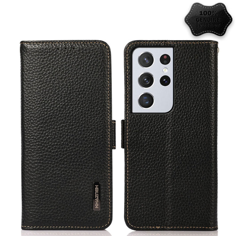 KHAZNEH Custodia per telefono RFID in vera pelle Litchi magnetica laterale, For Samsung Galaxy S21 Ultra 5G, For Samsung Galaxy S22+ 5G, For Samsung Galaxy S22 5G, For Samsung Galaxy S22 Ultra 5G, For Samsung Galaxy Xcover 5                            ...